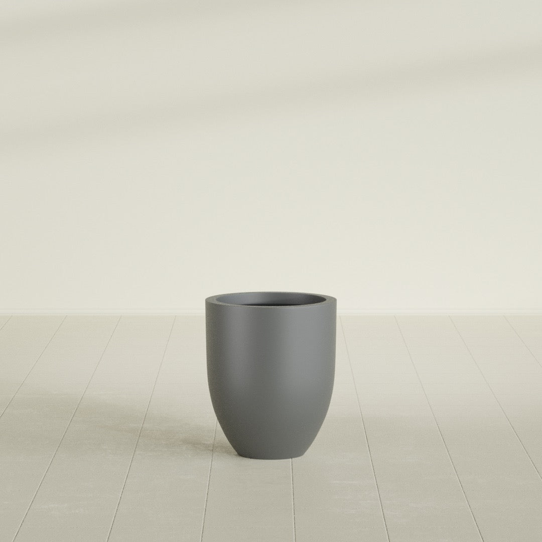 Valencia Small Round Fiberglass Planter - 15 in x 15 in x 18 in - Metallic Gunmetal - Metallic Gunmetal,15 in x 15 in x 18 in