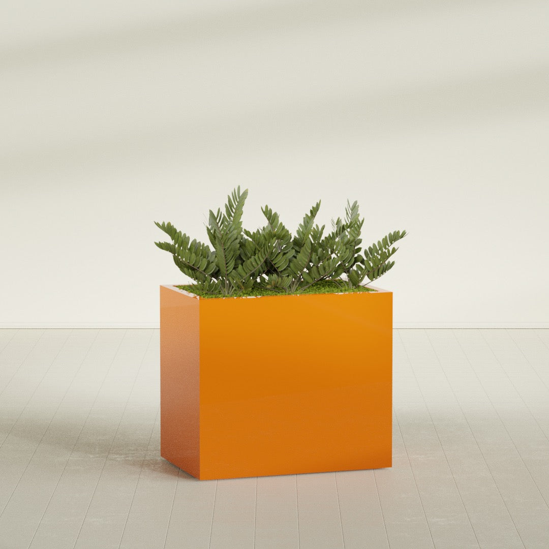 Brisbane Large Rectangle Fiberglass Planter - 36 in x 24 in x 32 in - Gloss Tangerine - Gloss Tangerine,36 in x 24 in x 32 in