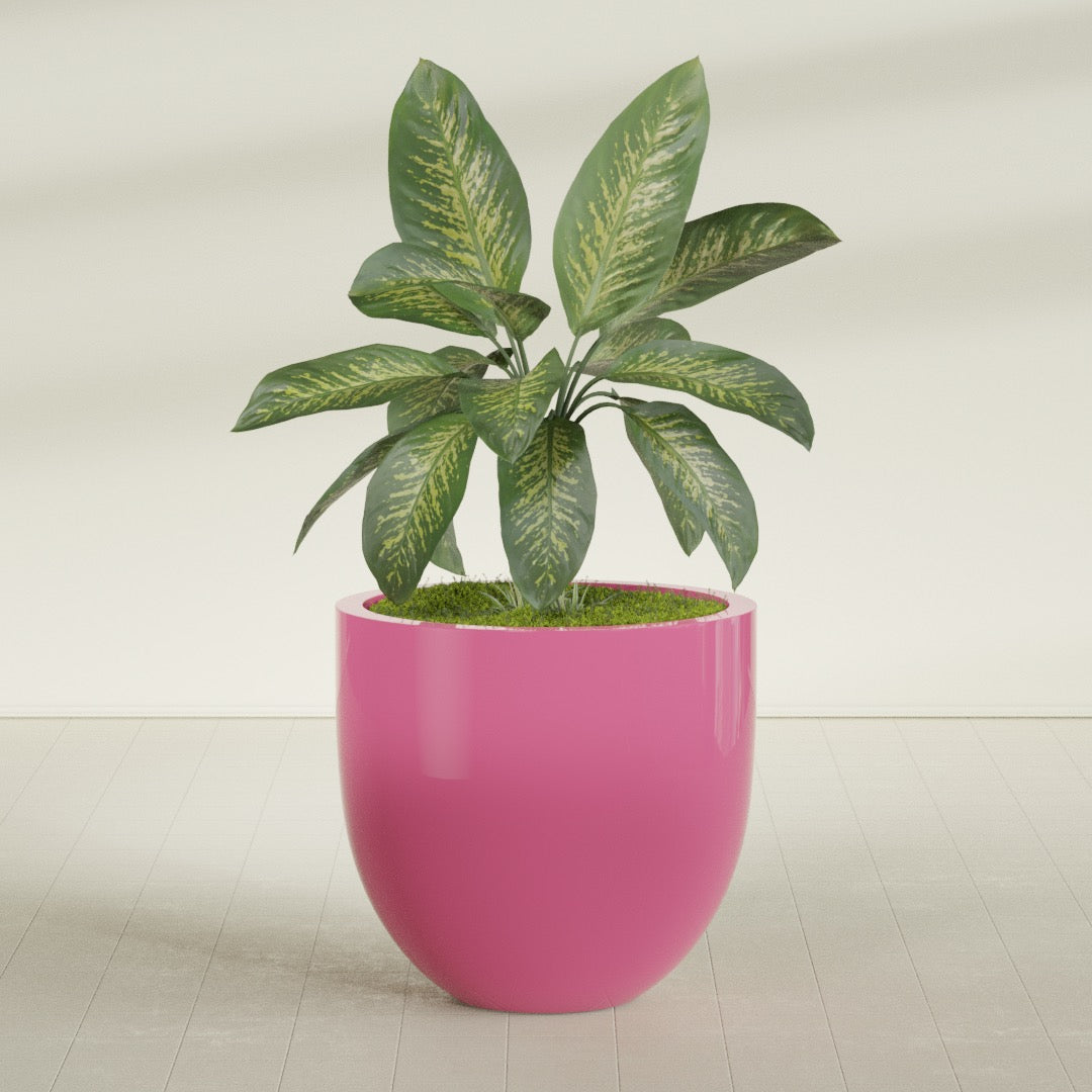 Alzira Large Round Fiberglass Planter - 36 in x 36 in x 34 in - Gloss Pink Violet - Gloss Pink Violet,36 in x 36 in x 34 in
