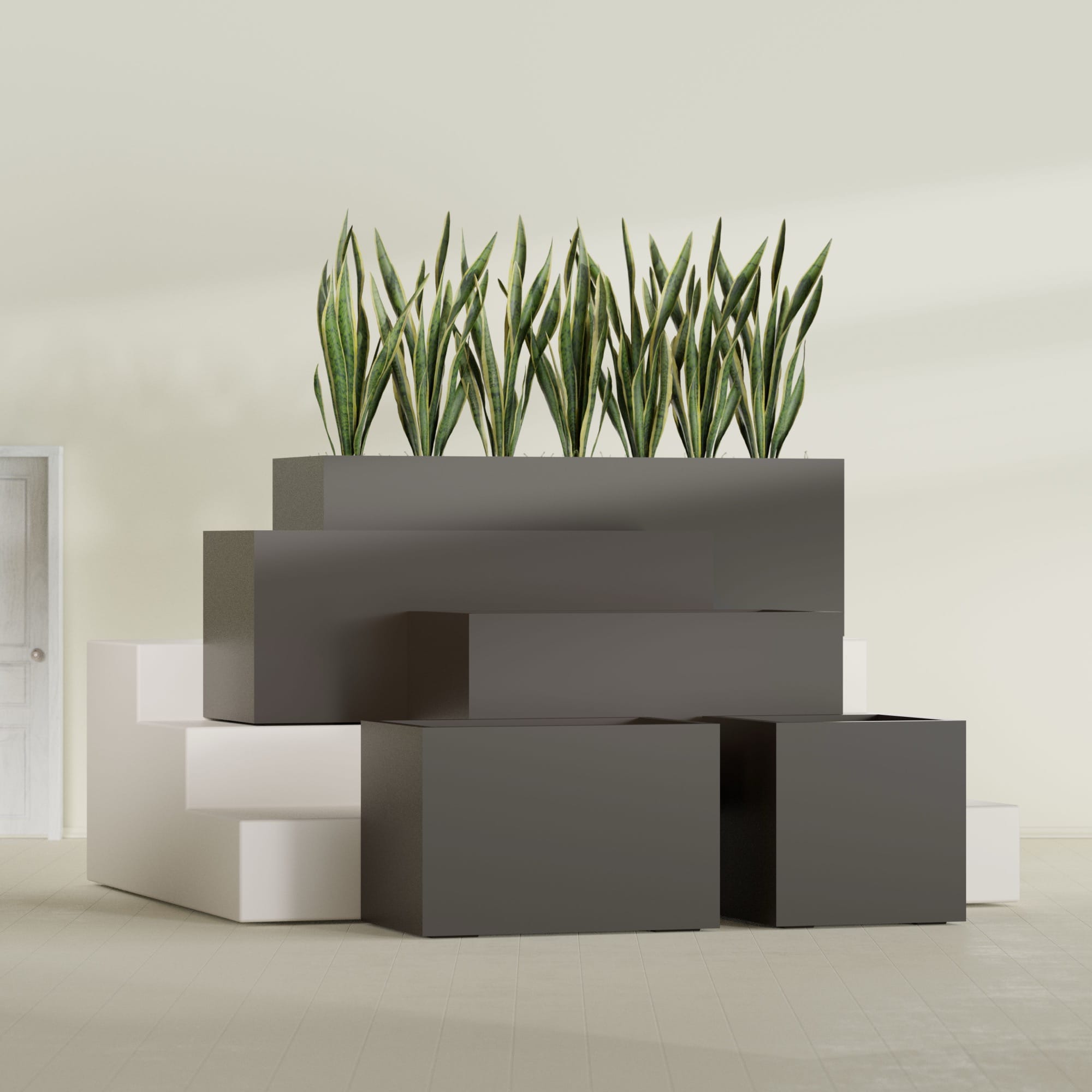 Granada Extra Large Long Rectangle Fiberglass Planter - 60 in x 24 in x 24 in - Matte Brown - Matte Brown,60 in x 24 in x 24 in