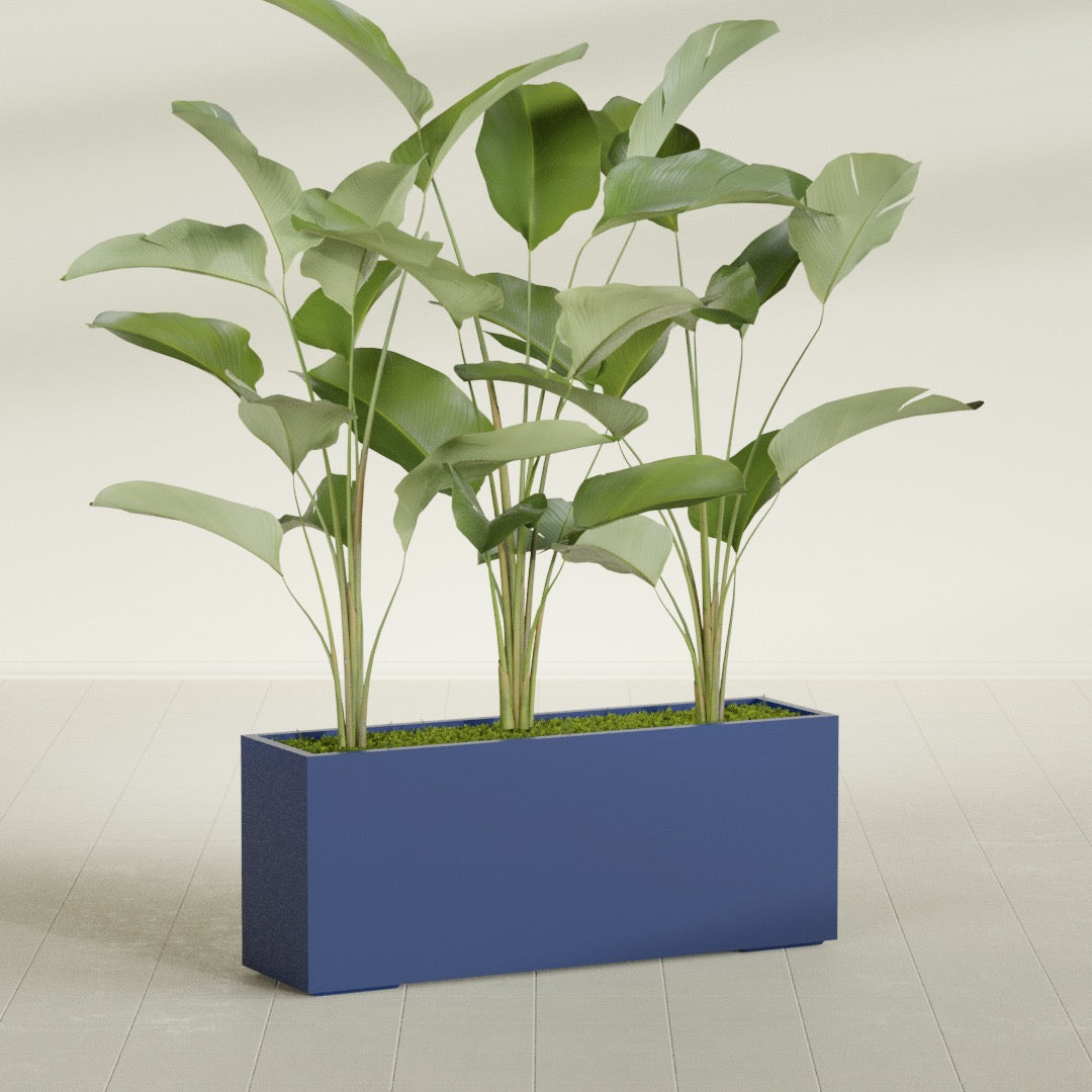 Tolga Extra Large Long Rectangle Fiberglass Planter - 60 in x 16 in x 24 in - Matte Cobalt Blue - Matte Cobalt Blue,60 in x 16 in x 24 in