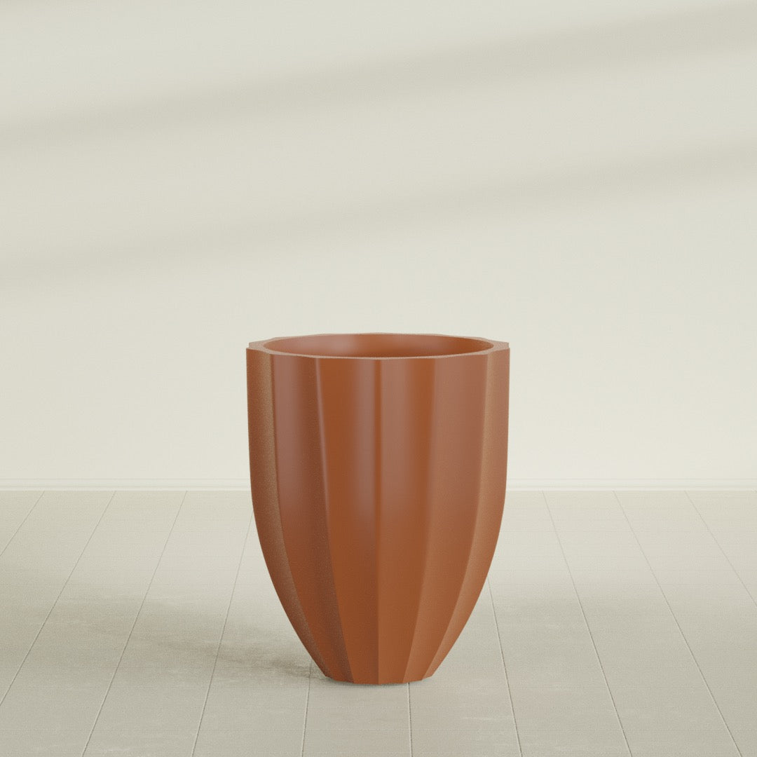 Alicante Medium Round Fiberglass Planter - 26 in x 26 in x 32 in - Matte Terracotta - Matte Terracotta,26 in x 26 in x 32 in