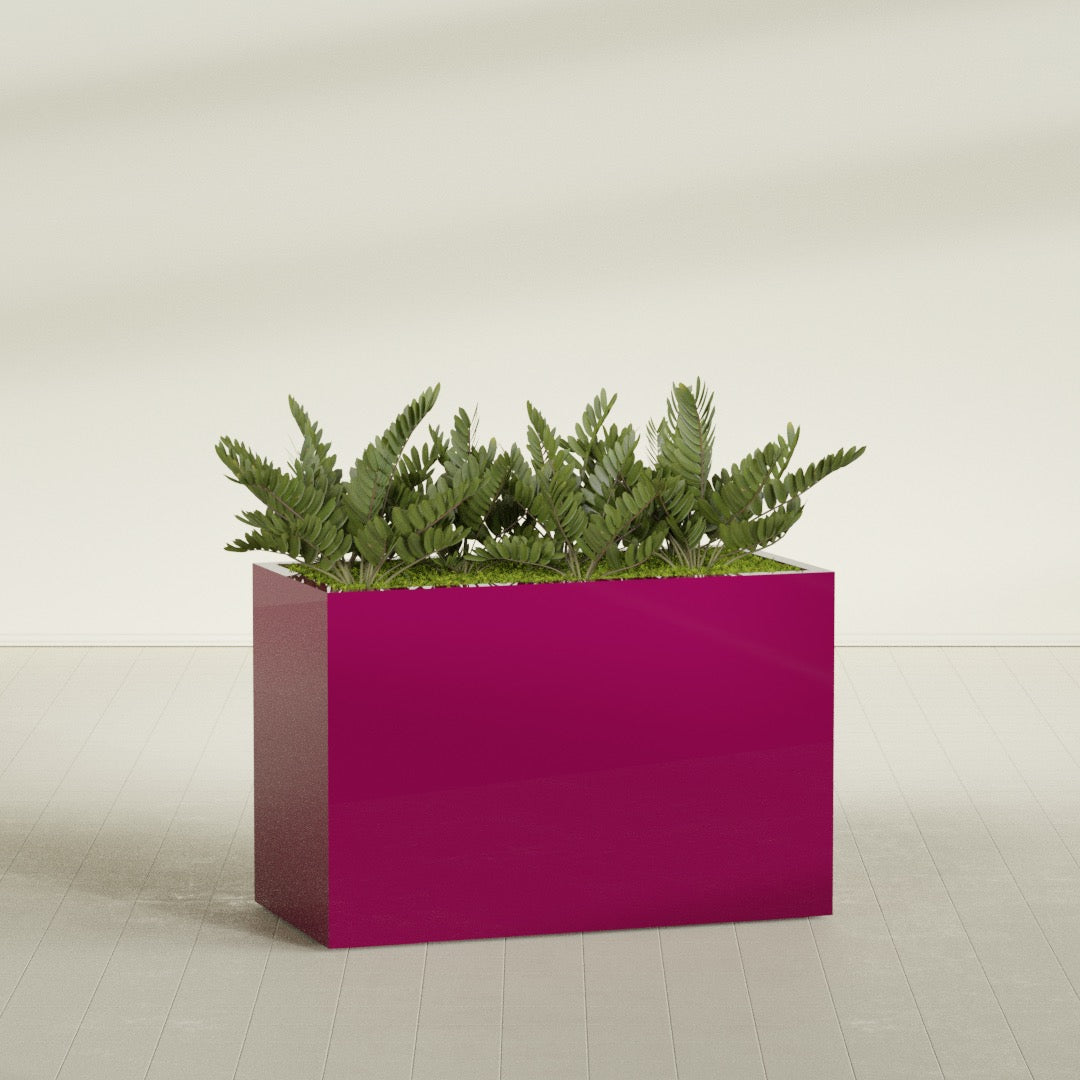 Brisbane Extra Large Long Rectangle Fiberglass Planter - 48 in x 24 in x 32 in - Gloss Eggplant - Gloss Eggplant,48 in x 24 in x 32 in