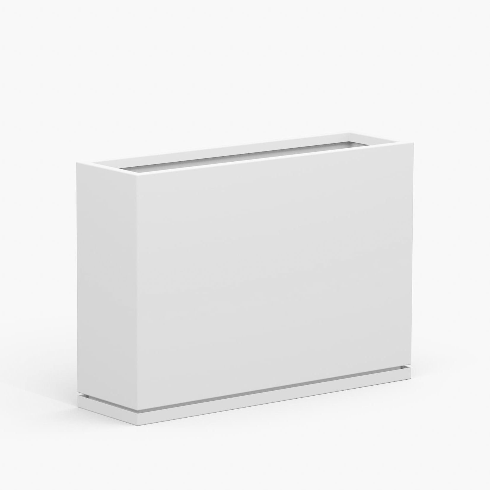 Large Metal Rectangle Planter with Drip Tray - 36 in x 12.5 in x 24 in - Matte White - Matte White,36 in x 12.5 in x 24 in,With Drip Tray