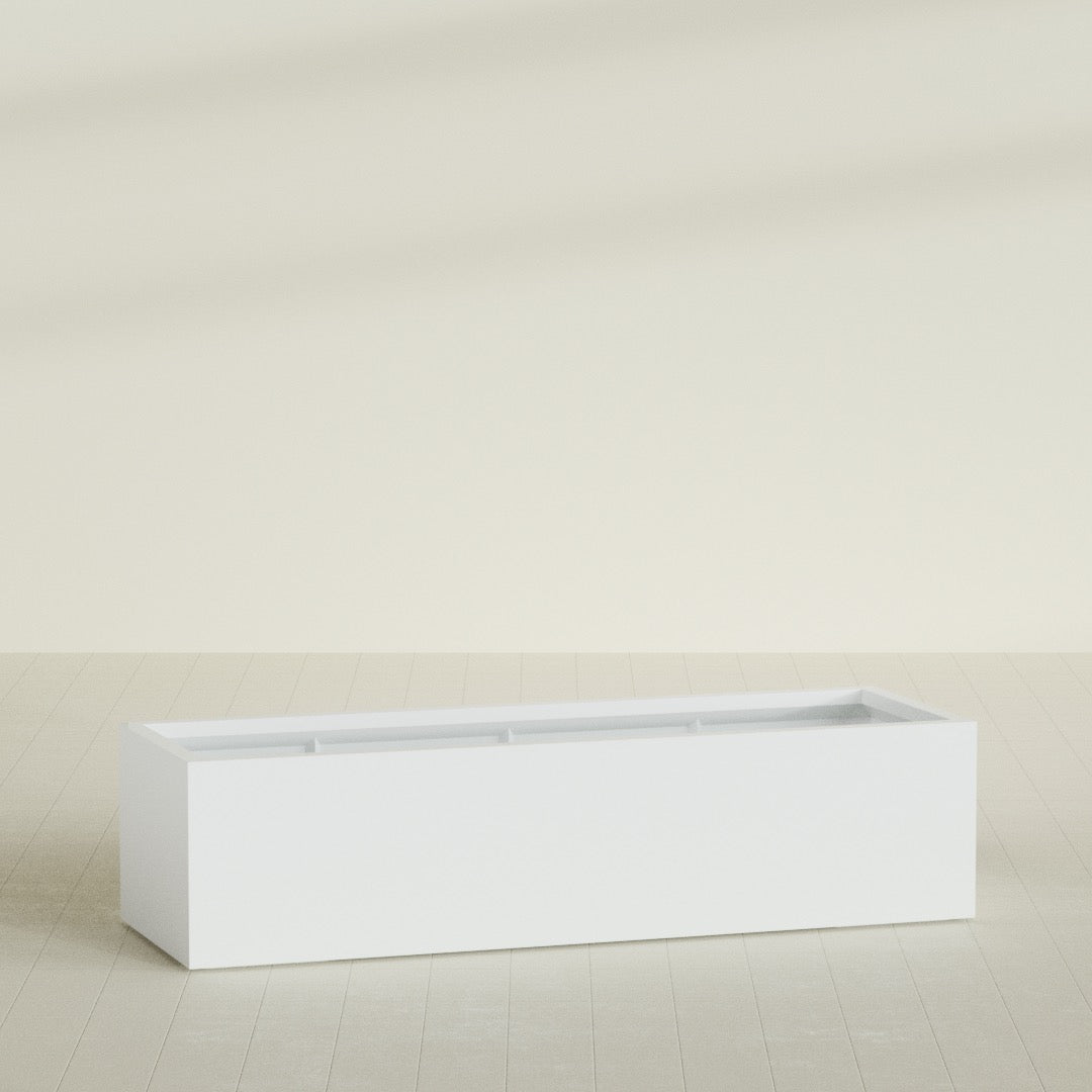 Torino Extra Large Wide Rectangle Fiberglass Planter - 72 in x 24 in x 18 in - Matte White - Matte White,72 in x 24 in x 18 in