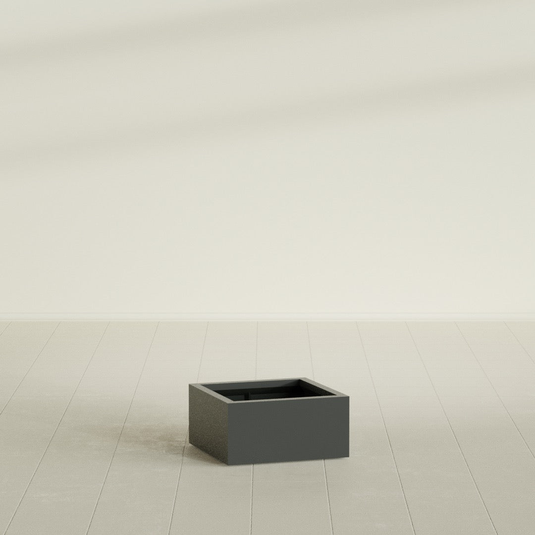 Antwerp Medium Low Rectangle Fiberglass Planter - 24 in x 24 in x 12 in - Matte Charcoal - Matte Charcoal,24 in x 24 in x 12 in