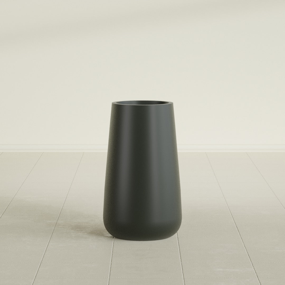 Saigon Large Tapered Round Planter - 14 in x 14 in x 30 in - Matte Charcoal - Matte Charcoal,13.7 in x 13.7 in 30 in