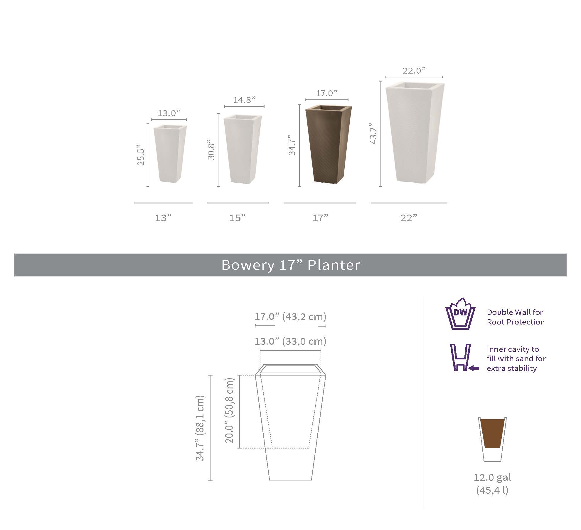 Bowery - 17.3in x 17.3in x 35.2 in