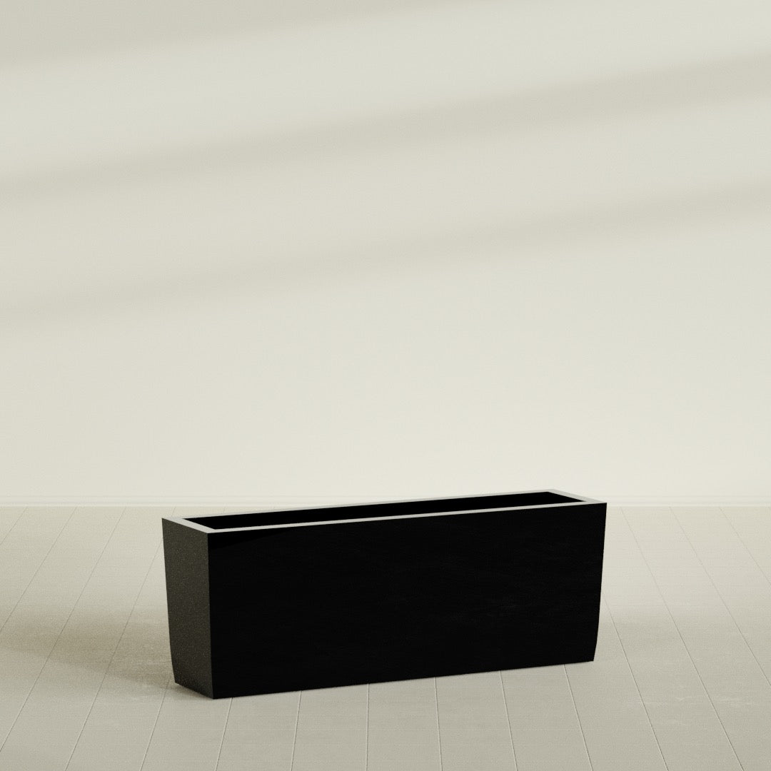 Panama Extra Large Long Rectangle Fiberglass Planter - 48 in x 12 in x 18 in - Gloss Black - Gloss Black,48 in x 12 in x 18 in