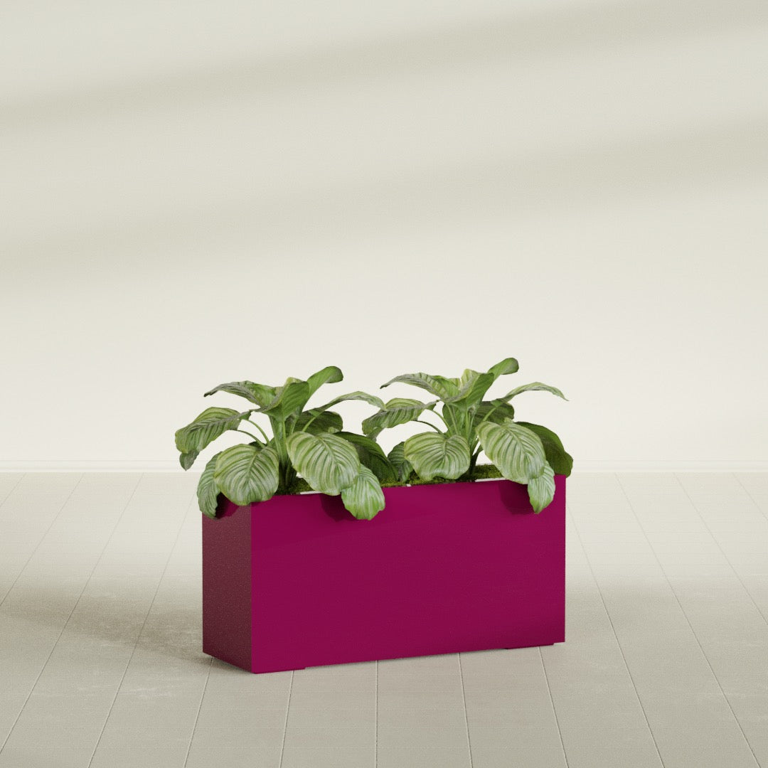 Miami Large Narrow Rectangle Fiberglass Planter - 36 in x 12 in x 18 in - Gloss Eggplant - Gloss Eggplant,36 in x 12 in x 18 in