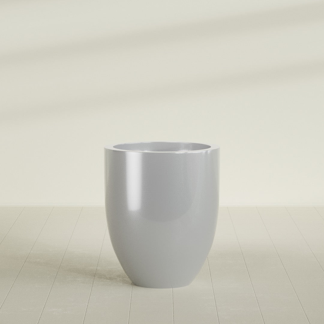 Valencia Large Round Fiberglass Planter - 27 in x 27 in x 31 in - Metallic Silver - Metallic Silver,27 in x 27 in x 31 in