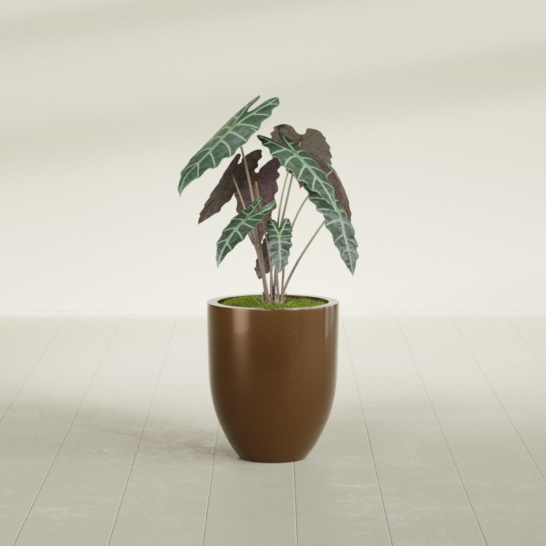 Valencia Small Round Fiberglass Planter - 15 in x 15 in x 18 in - Metallic Bronze - Metallic Bronze,15 in x 15 in x 18 in
