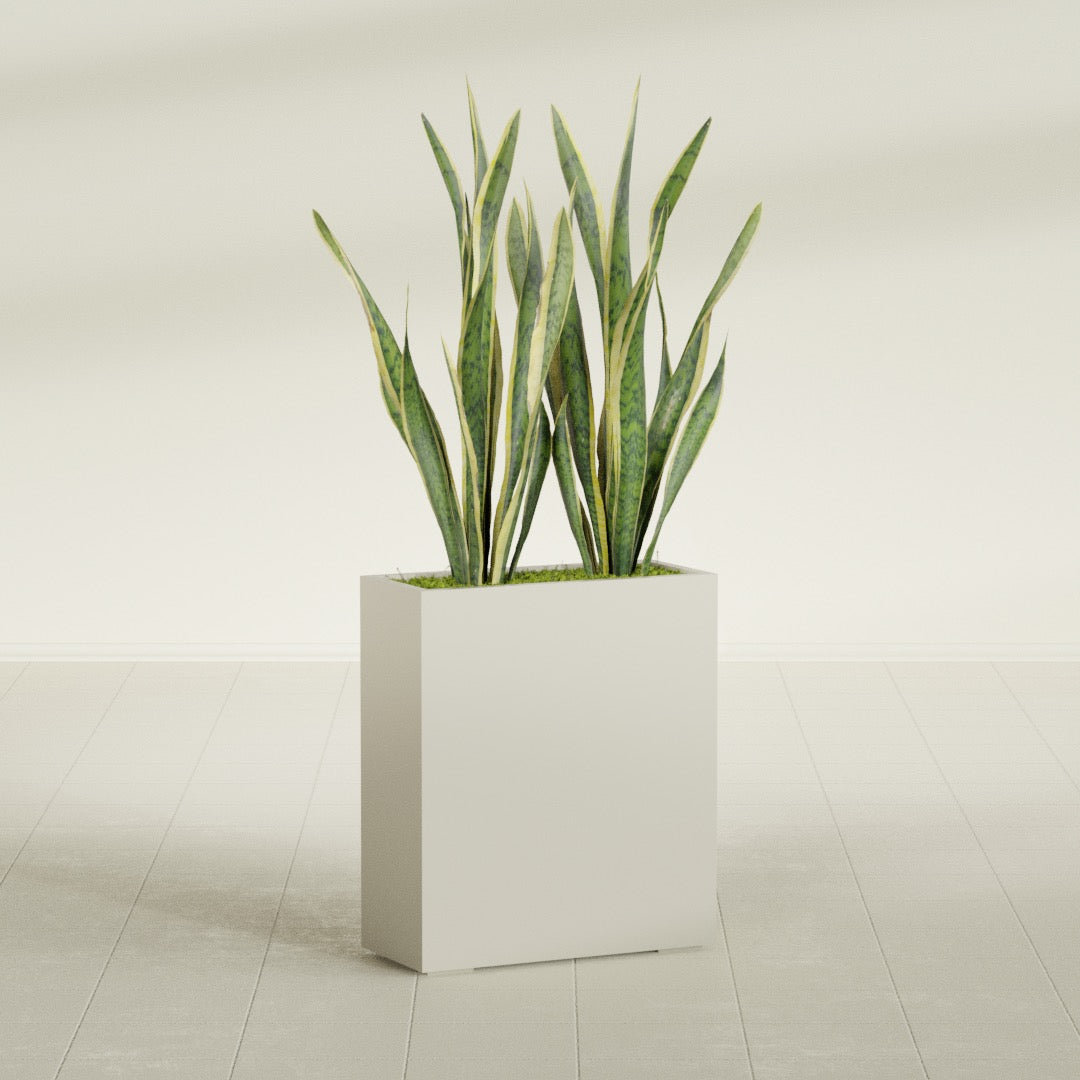 Perth Large Tall Rectangle Fiberglass Planter - 36 in x 16 in x 42 in - Satin Beige - Satin Beige,36 in x 16 in x 42 in