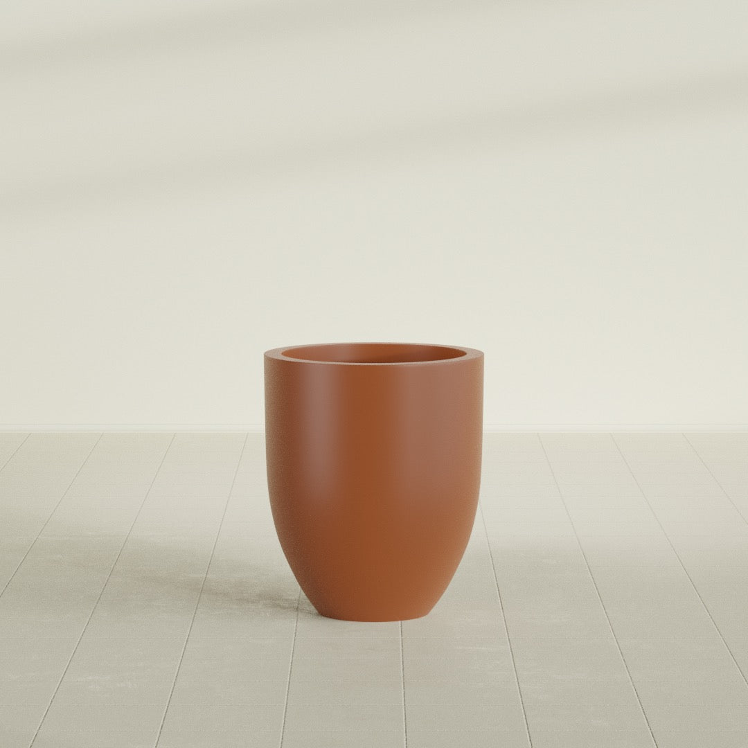 Valencia Medium Round Fiberglass Planter - 20 in x 20 in x 23 in - Matte Terracotta - Matte Terracotta,20 in x 20 in x 23 in
