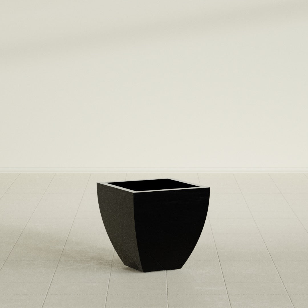 Lima Small Tapered Square Fiberglass Planter - 16 in x 16 in x 16 in - Gloss Black - Gloss Black,16 in x 16 in x 16 in