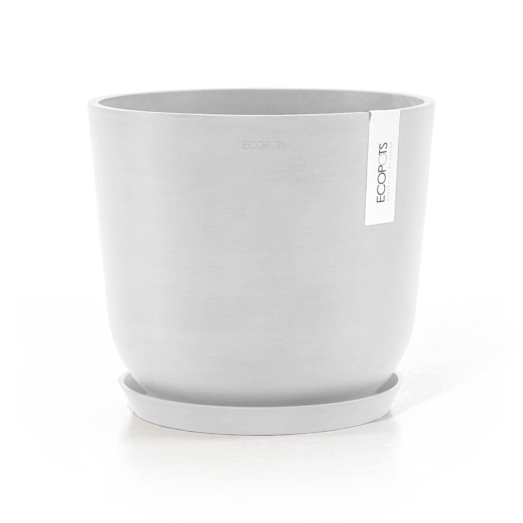 Oslo Small Round Planter - 9.8 in x 9.8 in x 8.5 in - Planter + Saucer - Pure White - Pure White,9.75 in x 9.75 in x 8.5 in,Planter + Saucer