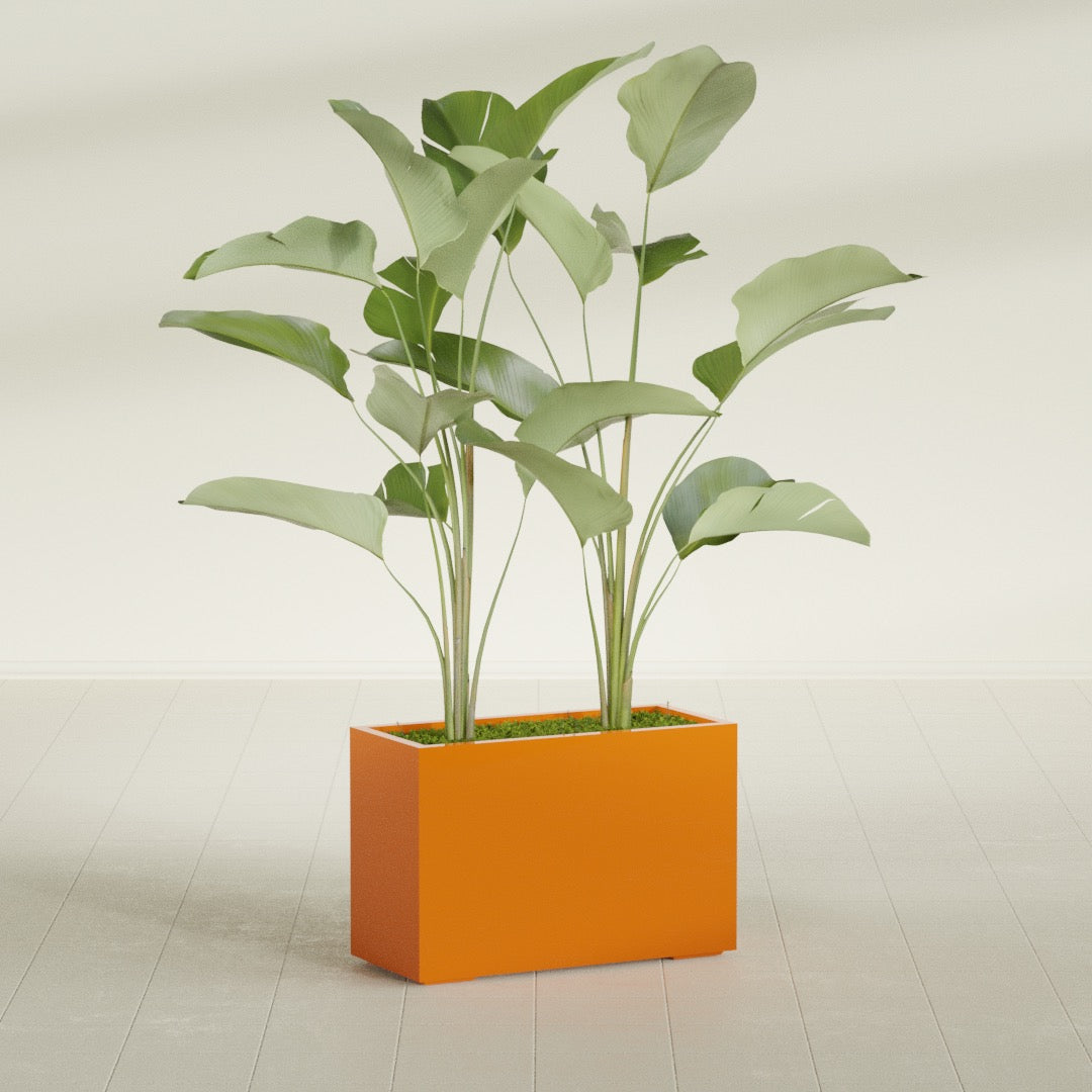 Tolga Large Rectangle Fiberglass Planter - 36 in x 16 in x 24 in - Gloss Tangerine - Gloss Tangerine,36 in x 16 in x 24 in