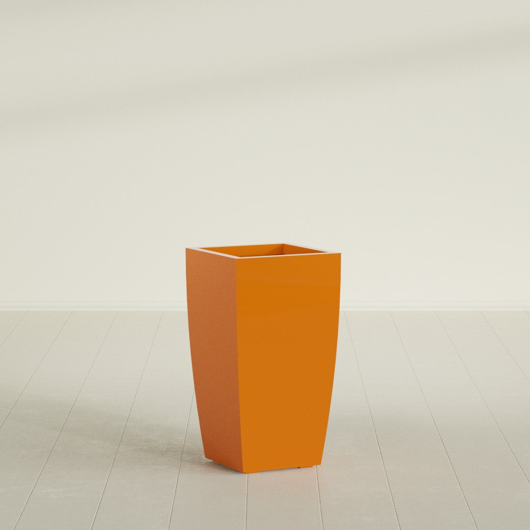 Toulan Large Tall Tapered Square Fiberglass Planter - 16 in x 16 in x 30 in - Gloss Tangerine - Gloss Tangerine,16 in x 16 in x 30 in