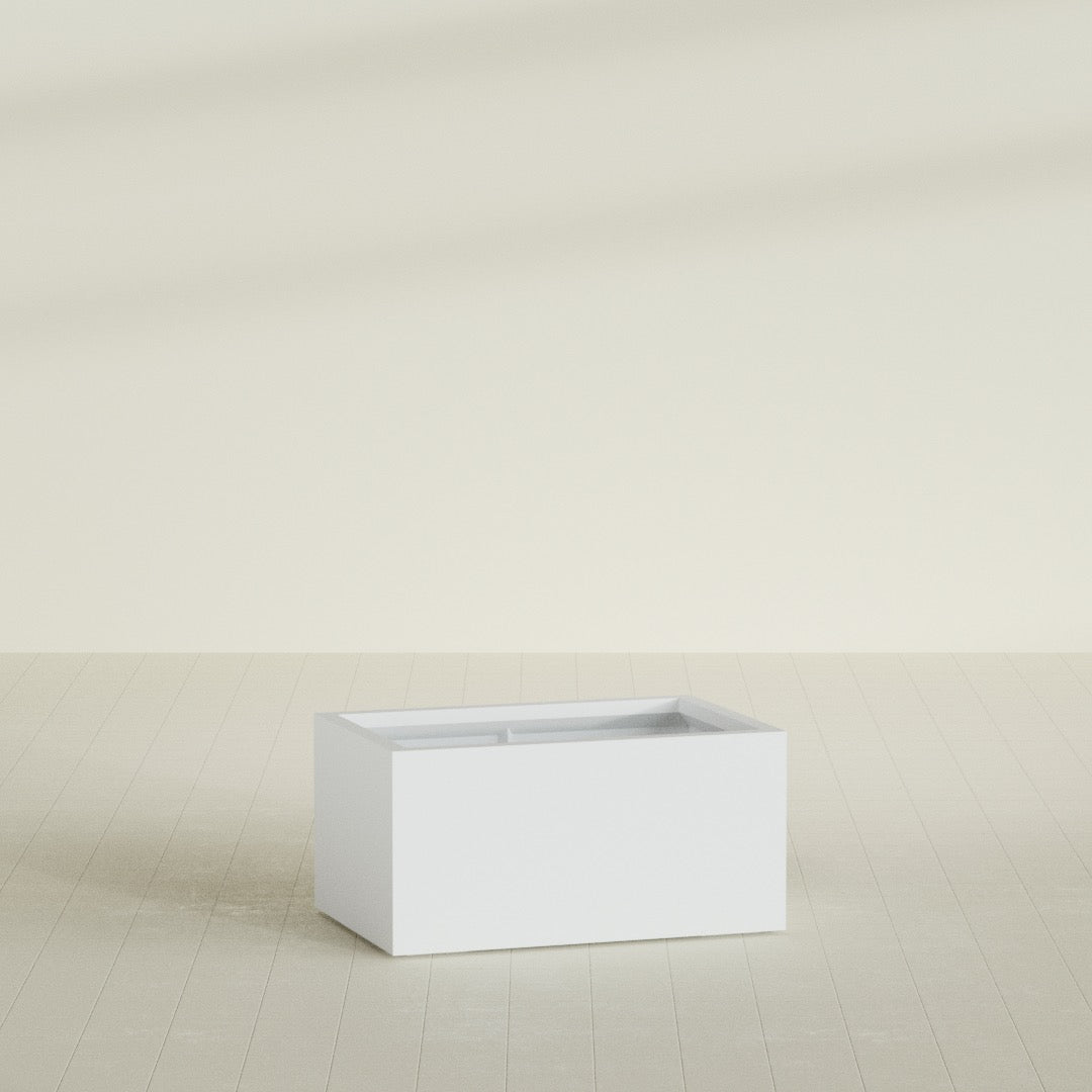 Torino Large Wide Rectangle Fiberglass Planter - 36 in x 24 in x 18 in - Gloss White - Gloss White,36 in x 24 in x 18 in