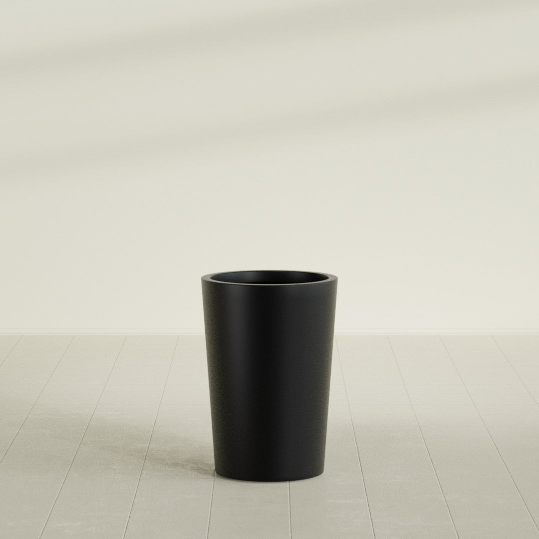 Tegel Medium Round Fiberglass Planter - 18 in x 18 in x 26 in - Matte Black - Matte Black,18 in x 18 in x 26 in