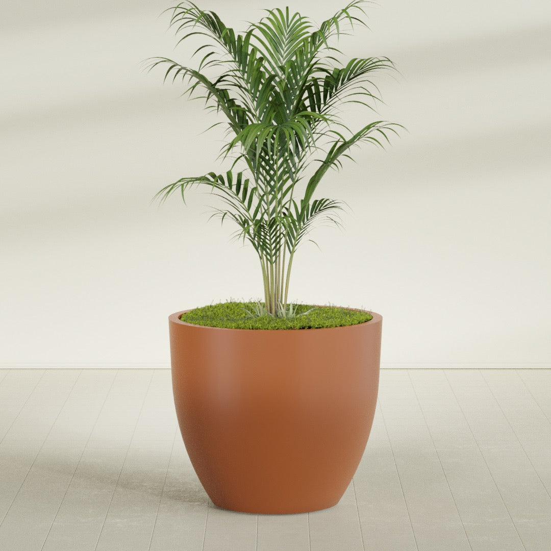 Wannsee Extra Large Round Fiberglass Planter - 50 in x 50 in x 44 in - Matte Terracotta - Matte Terracotta,50 in x 50 in x 44 in