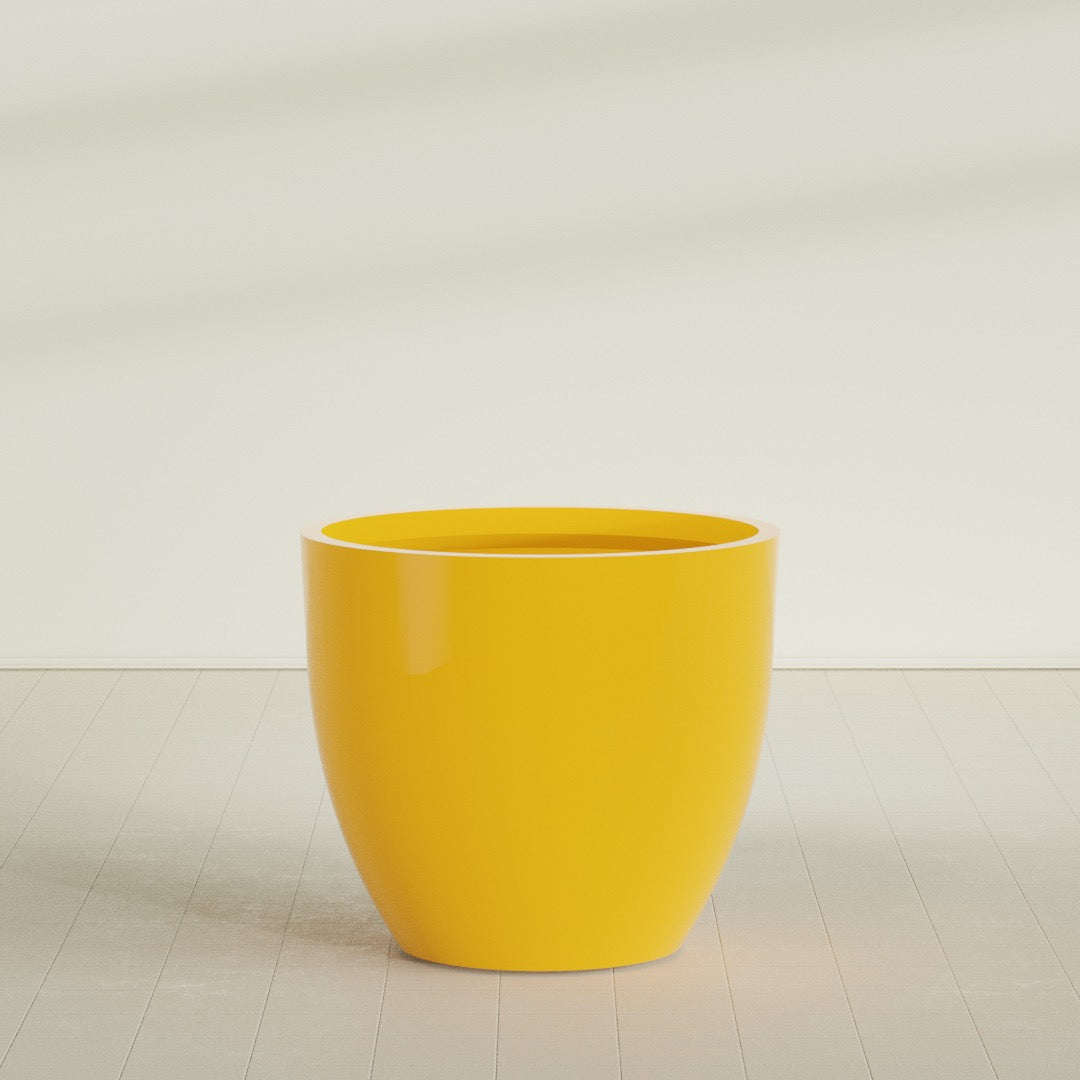 Wannsee Extra Large Round Fiberglass Planter - 50 in x 50 in x 44 in - Gloss Saffron - Gloss Saffron,50 in x 50 in x 44 in