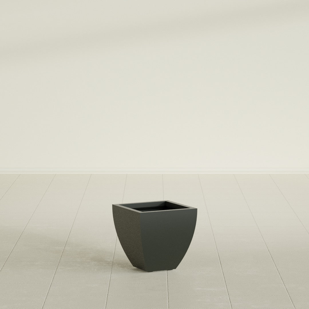 Lima Small Tapered Square Fiberglass Planter - 12 in x 12 in x 12 in - Matte Charcoal - Matte Charcoal,12 in x 12 in x 12 in