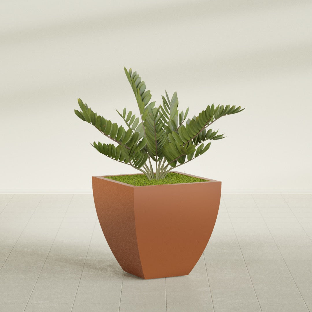 Lima Medium Tapered Square Fiberglass Planter - 24 in x 24 in x 24 in - Matte Terracotta - Matte Terracotta,24 in x 24 in x 24 in