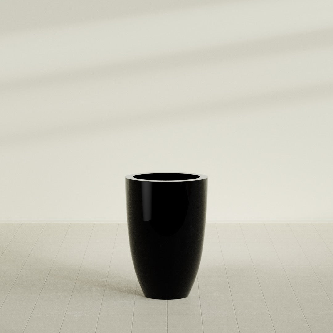 Brannan Large Round Fiberglass Planter - 24 in x 24 in x 35 in - Gloss Black - Gloss Black,24 in x 24 in x 35 in