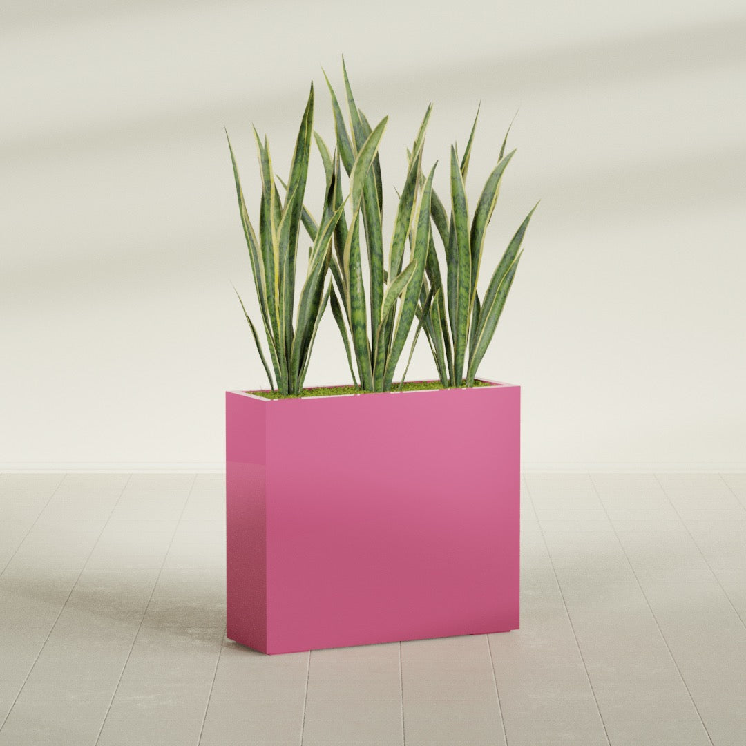 Delray Large Tall Rectangle Fiberglass Planter - 36 in x 12 in x 32 in - Gloss Pink Violet - Gloss Pink Violet,36 in x 12 in x 32 in