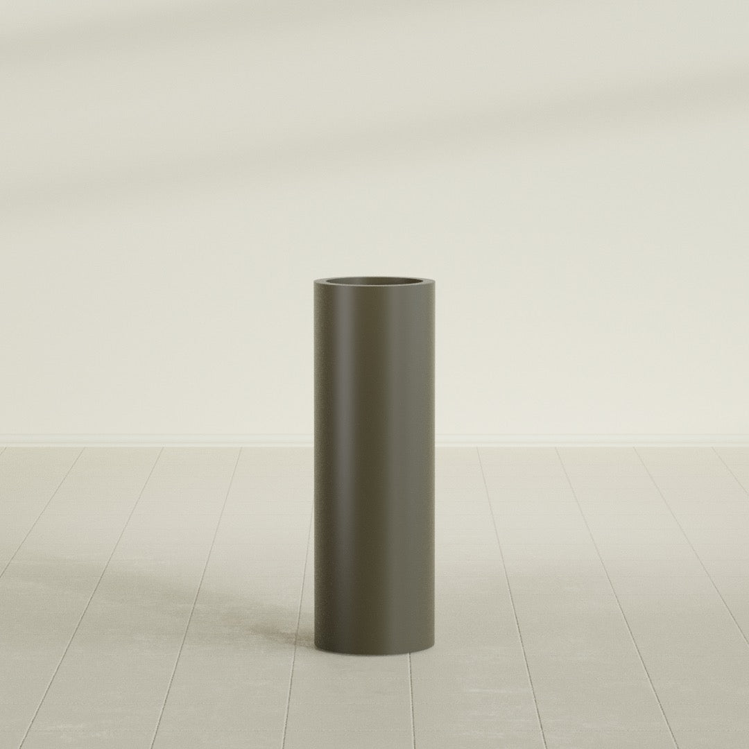 Corry Large Tall Cylinder Fiberglass Planter - 10 in x 10 in x 30 in - Matte Bronze - Matte Bronze,10 in x 10 in x 30 in
