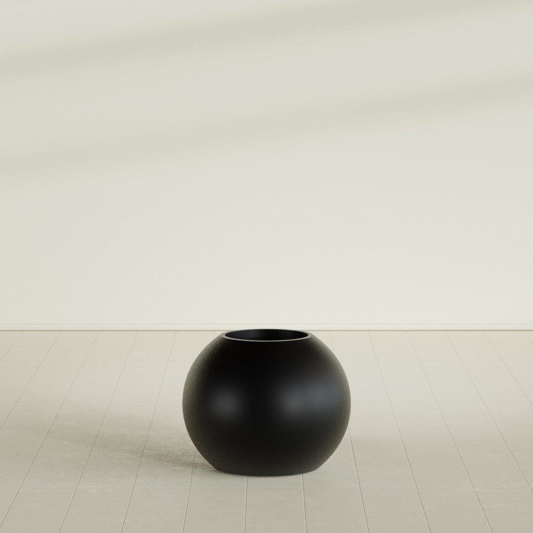 Globe Medium Sphere Fiberglass Planter - 24 in x 24 in x 19 in - Matte Black - Matte Black,24 in x 24 in x 20 in