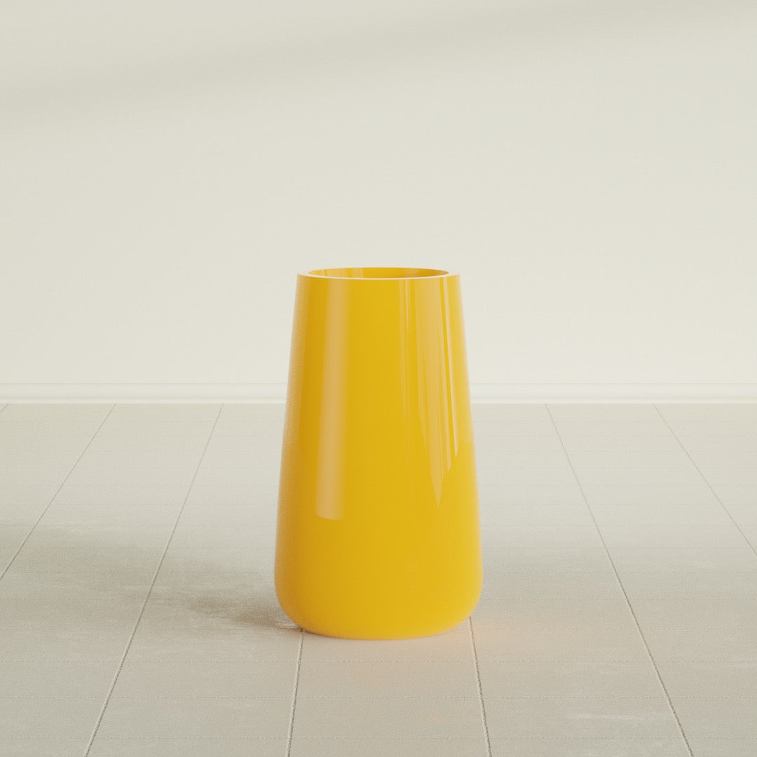Saigon Large Tapered Round Planter - 14 in x 14 in x 30 in - Gloss Saffron - Gloss Saffron,13.7 in x 13.7 in 30 in