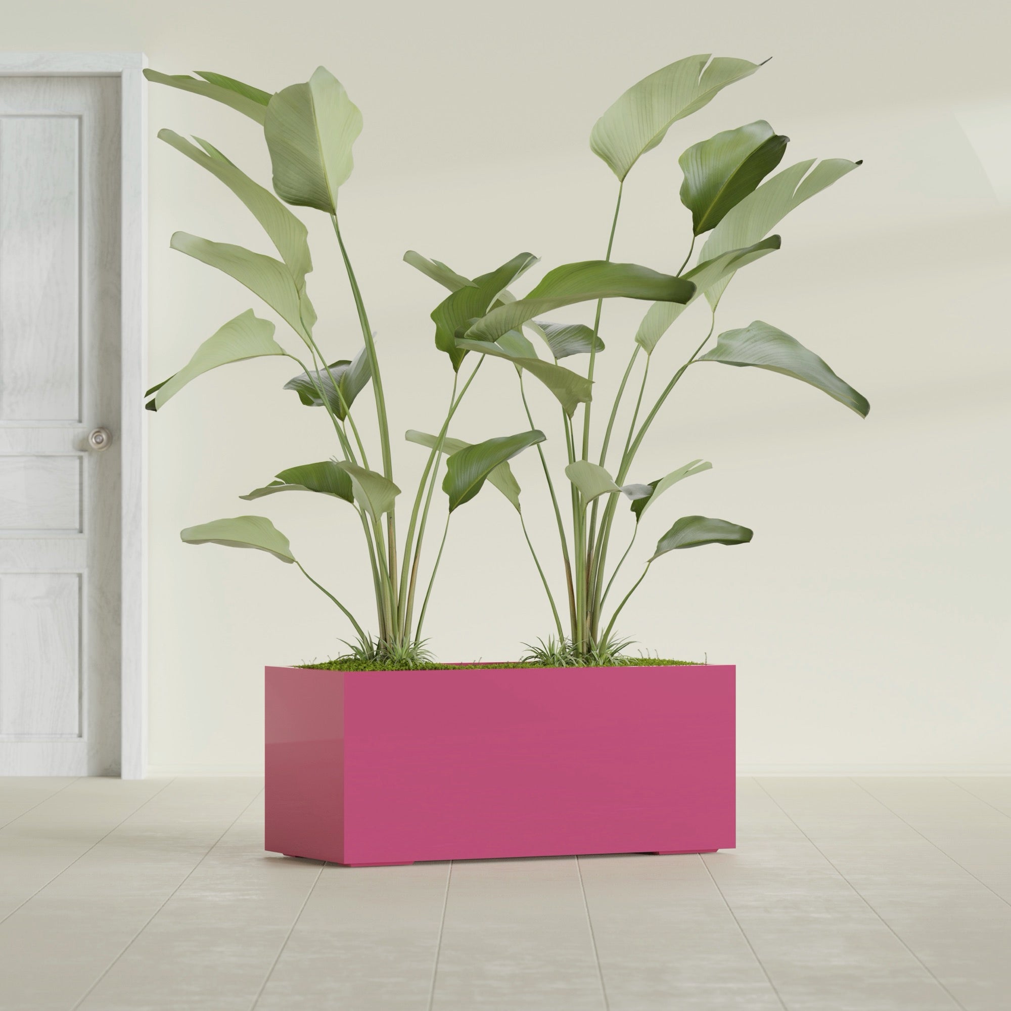 Badalona Large Tall Rectangle Fiberglass Planter - 39 in x 17 in x 17 in - Gloss Pink Violet - Gloss Pink Violet,39 in x 17 in x 17 in