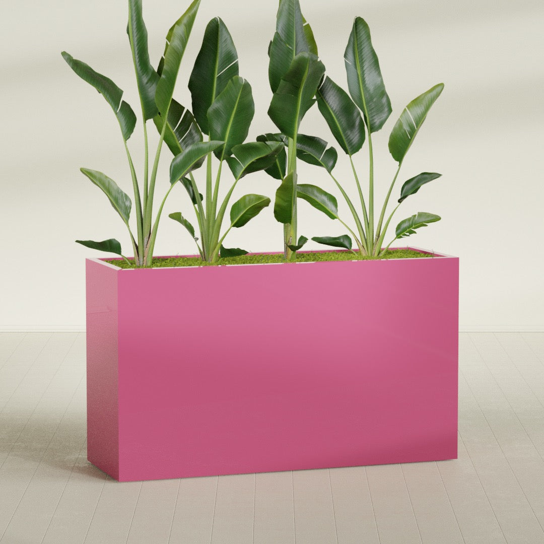 Darwin Extra Large Long Rectangle Fiberglass Planter - 72 in x 24 in x 42 in - Gloss Pink Violet - Gloss Pink Violet,72 in x 24 in x 42 in