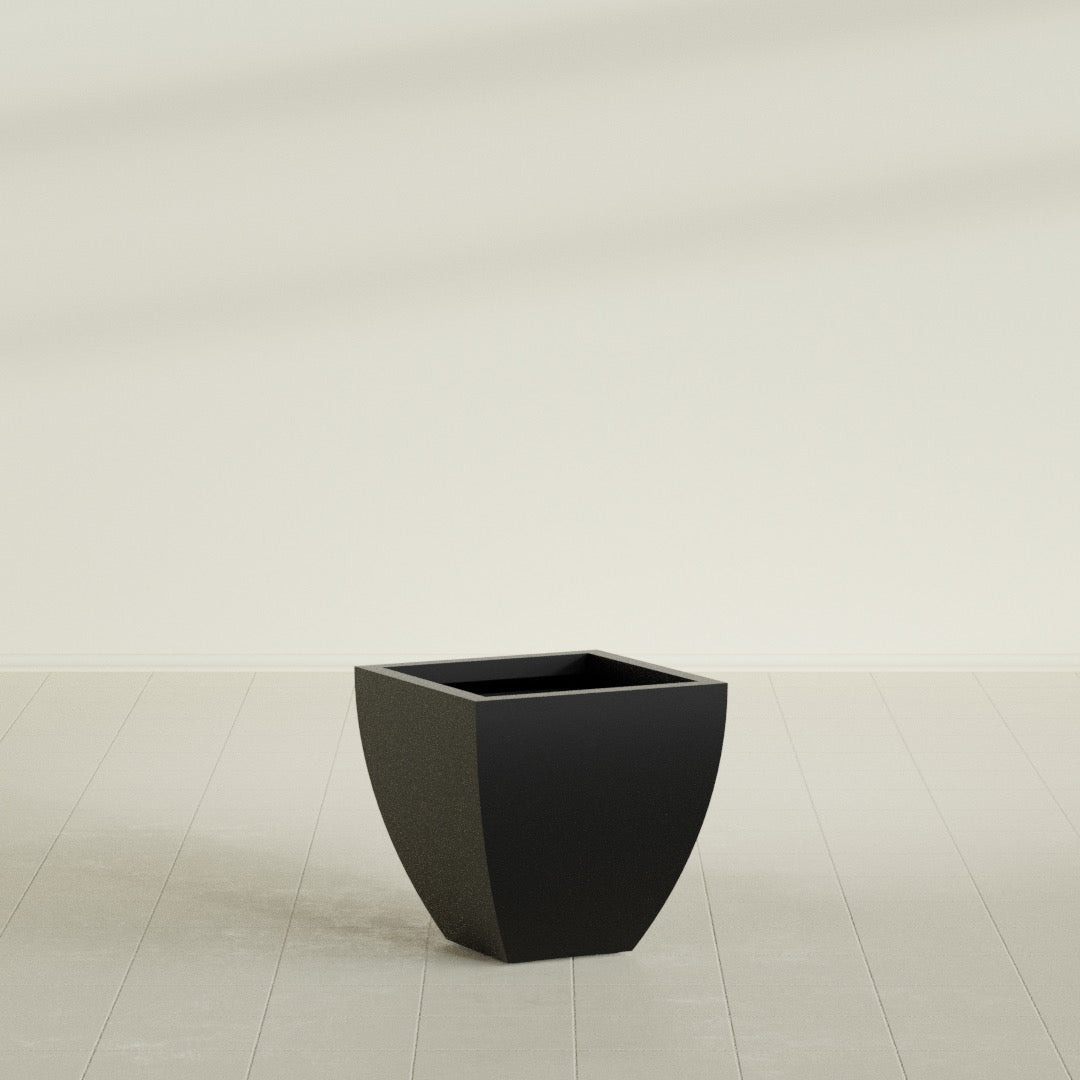 Lima Medium Tapered Square Fiberglass Planter - 20 in x 20 in x 20 in - Matte Black - Matte Black,20 in x 20 in x 20 in