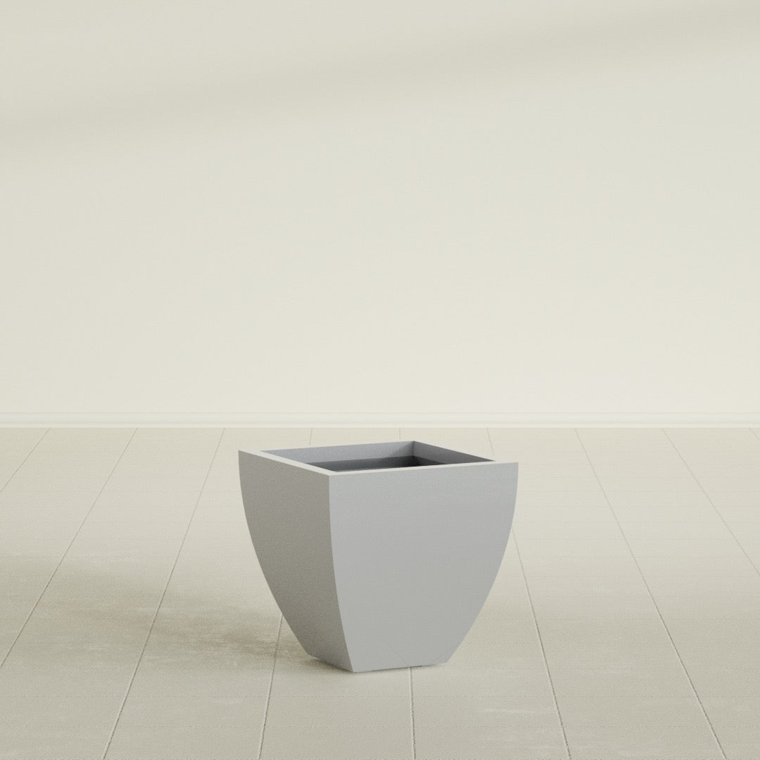 Lima Small Tapered Square Fiberglass Planter - 16 in x 16 in x 16 in - Metallic Silver - Metallic Silver,16 in x 16 in x 16 in