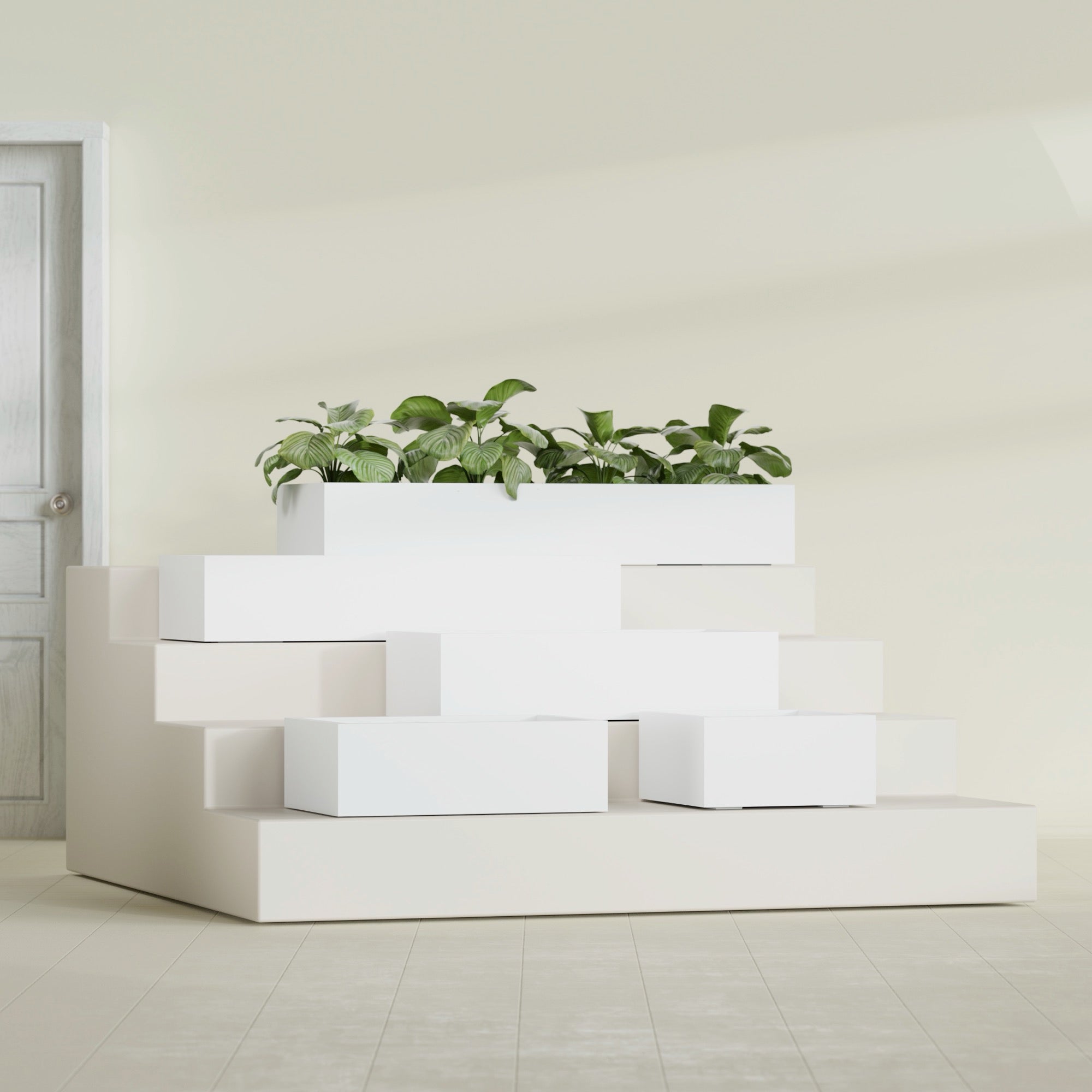 Antwerp Extra Large Long Rectangle Fiberglass Planter - 60 in x 24 in x 12 in - Matte White - Matte White,60 in x 24 in x 12 in