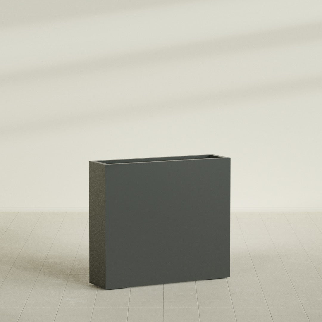Amesbury Large Narrow Rectangle Fiberglass Planter - 36 in x 10 in x 32 in - Matte Charcoal - Matte Charcoal,36 in x 10 in x 32 in