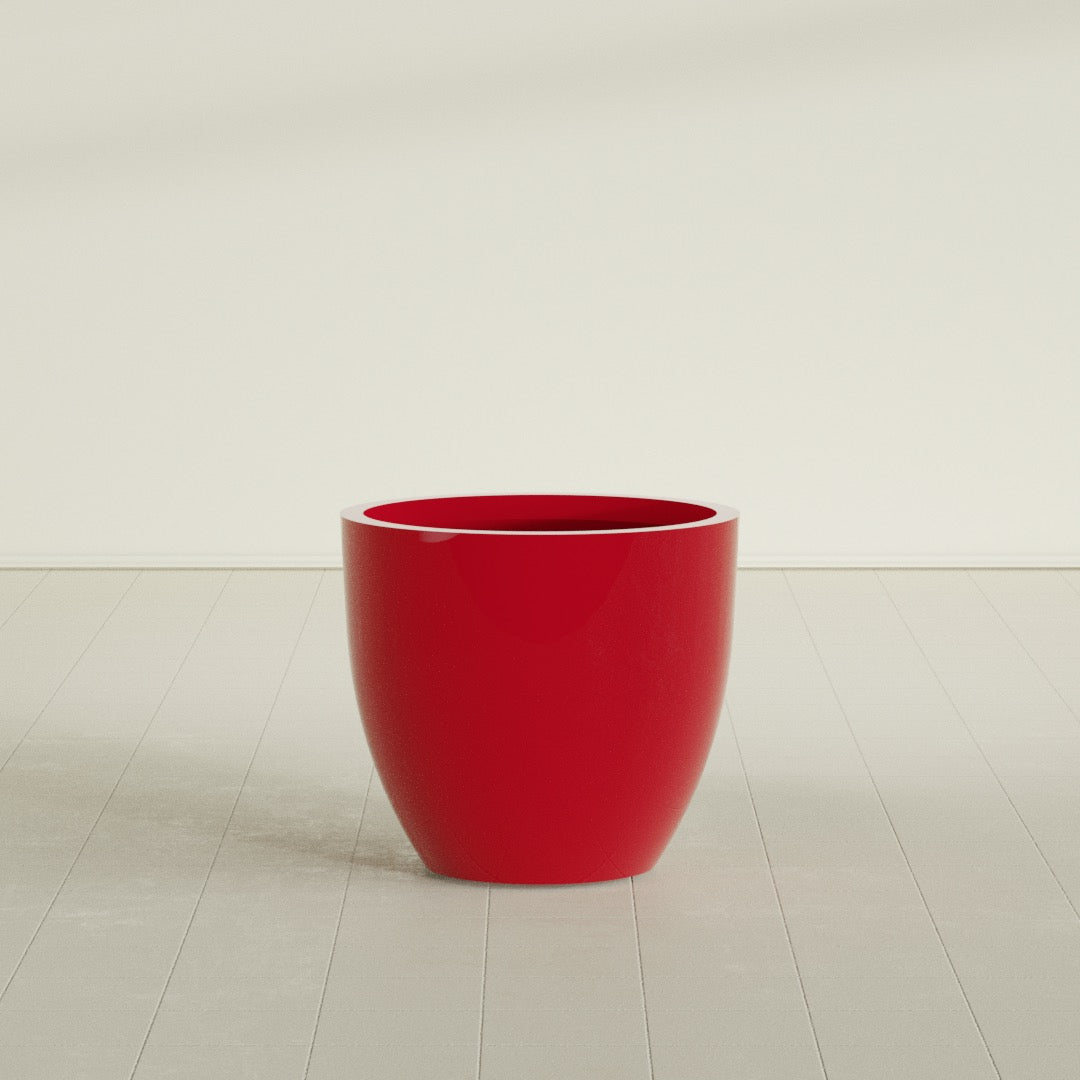 Wannsee Large Round Fiberglass Planter - 33 in x 33 in x 29 in - Gloss Red - Gloss Red,33 in x 33 in x 29 in