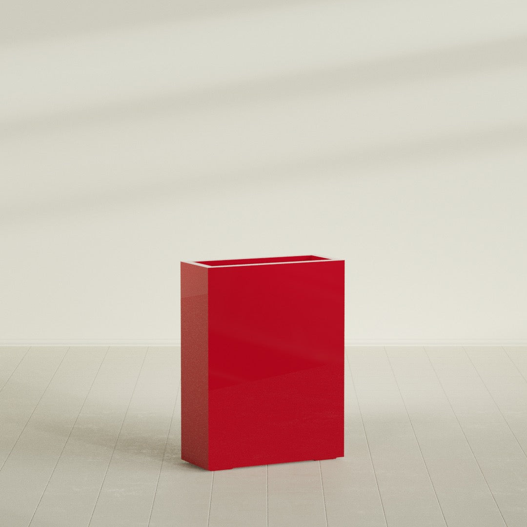 Amesbury Large Narrow Rectangle Fiberglass Planter - 24 in x 10 in x 32 in - Gloss Red - Gloss Red,24 in x 10 in x 32 in