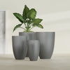 Brannan Medium Round Fiberglass Planter - 18 in x 18 in x 29 in - Metallic Gunmetal - Metallic Gunmetal,18 in x 18 in x 29 in