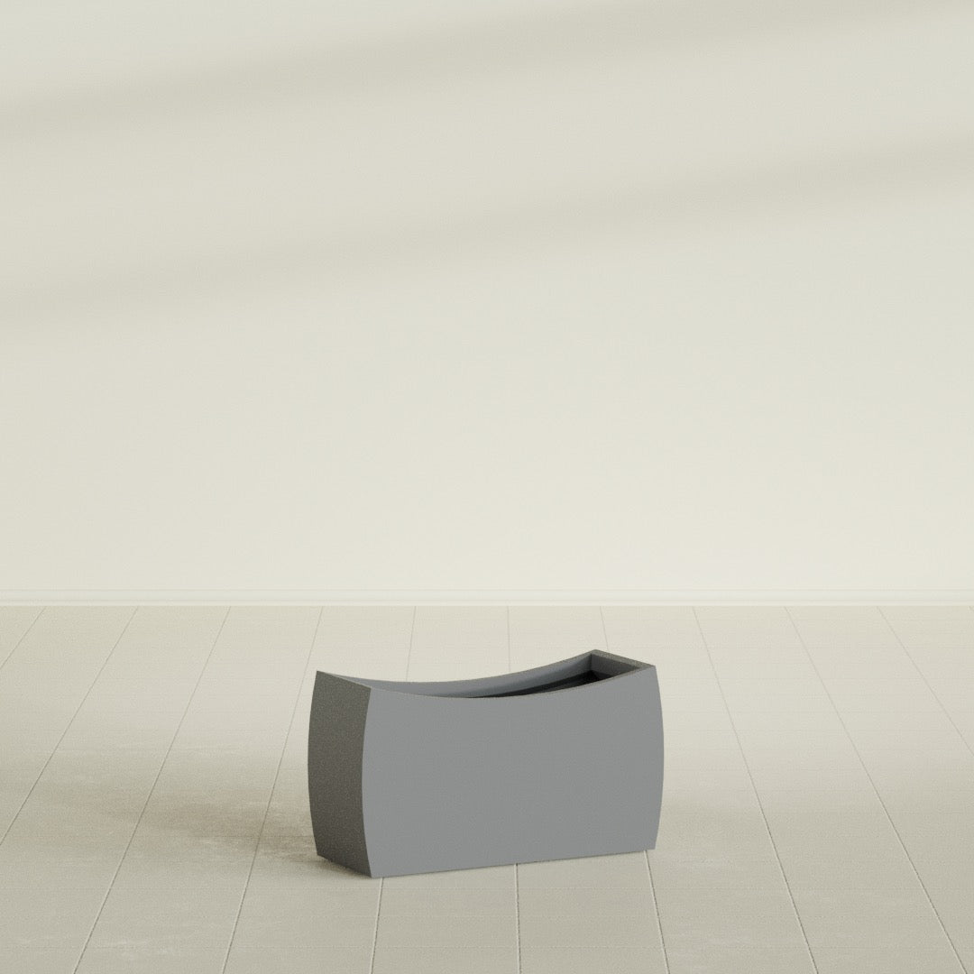 Seoul Large Curved Abstract Fiberglass Planter - 32 in x 12 in x 18 in - Metallic Gunmetal - Metallic Gunmetal,32 in x 12 in x 18 in