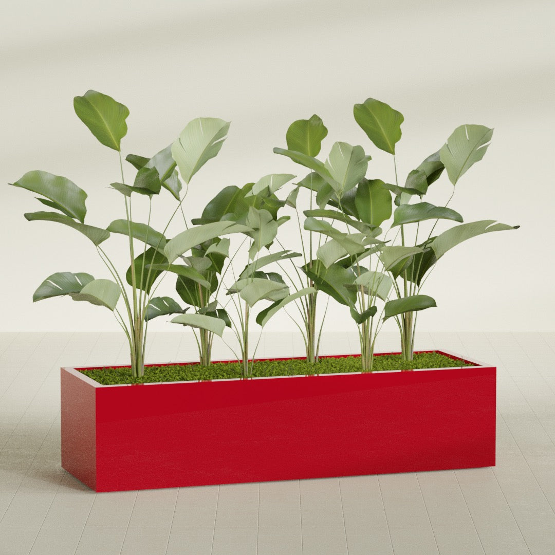 Torino Extra Large Wide Rectangle Fiberglass Planter - 72 in x 24 in x 18 in - Gloss Red - Gloss Red,72 in x 24 in x 18 in