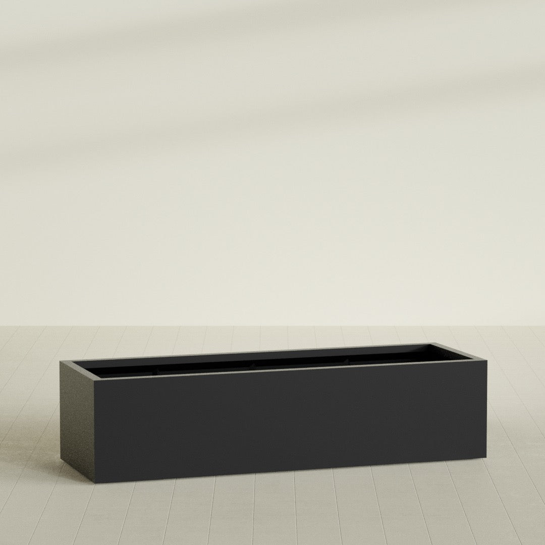 Torino Extra Large Wide Rectangle Fiberglass Planter - 72 in x 24 in x 18 in - Matte Black - Matte Black,72 in x 24 in x 18 in