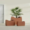Seoul Extra Large Curved Abstract Fiberglass Planter - 48 in x 20 in x 36 in - Matte Terracotta - Matte Terracotta,48 in x 20 in x 36 in