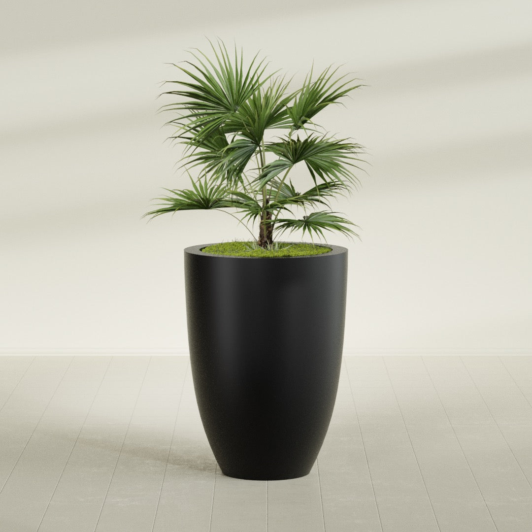 Brannan Large Round Fiberglass Planter - 30 in x 30 in x 41 in - Matte Black - Matte Black,30 in x 30 in x 41 in