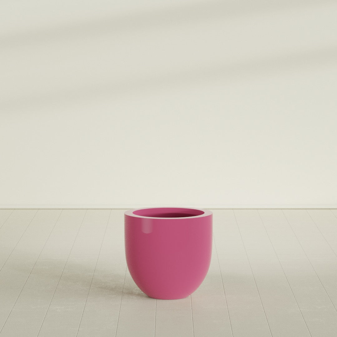Alzira Medium Round Fiberglass Planter - 23 in x 23 in x 22 in - Gloss Pink Violet - Gloss Pink Violet,23 in x 23 in x 22 in