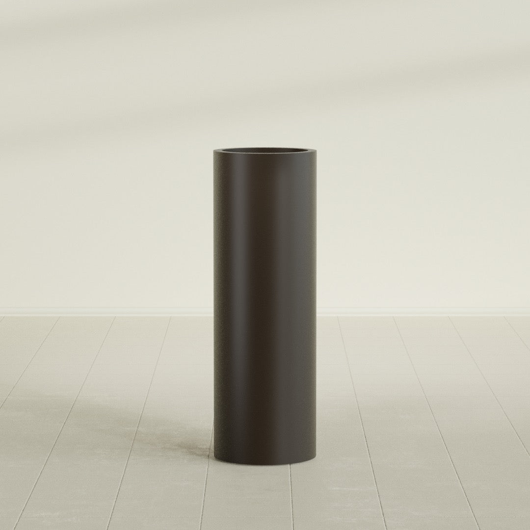 Corry Large Tall Cylinder Fiberglass Planter - 12 in x 12 in x 36 in - Matte Brown - Matte Brown,30 in x 30 in x 32 in