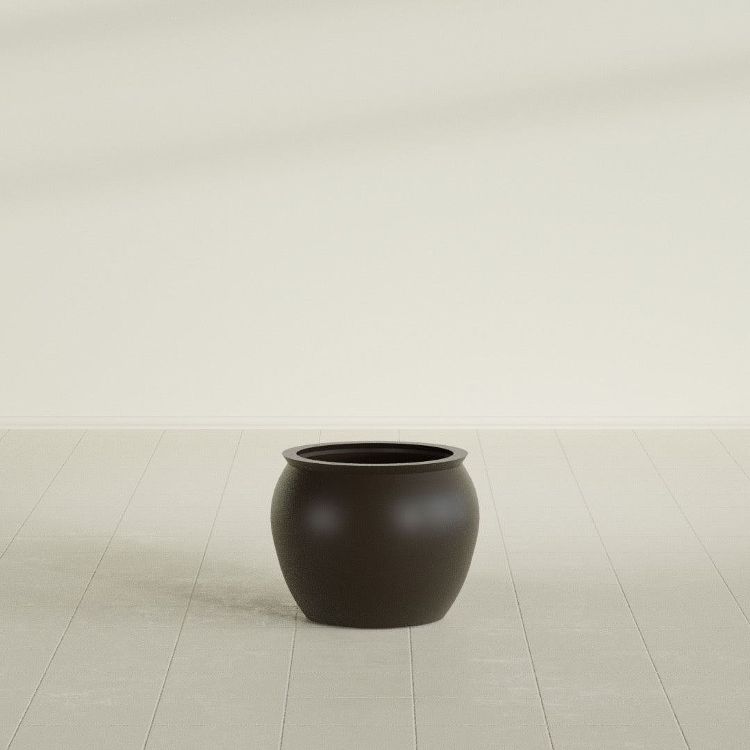 Fishbowl Small Round Fiberglass Planter - 16 in x 16 in x 14 in - Matte Brown - Matte Brown,16 in x 16 in x 14 in